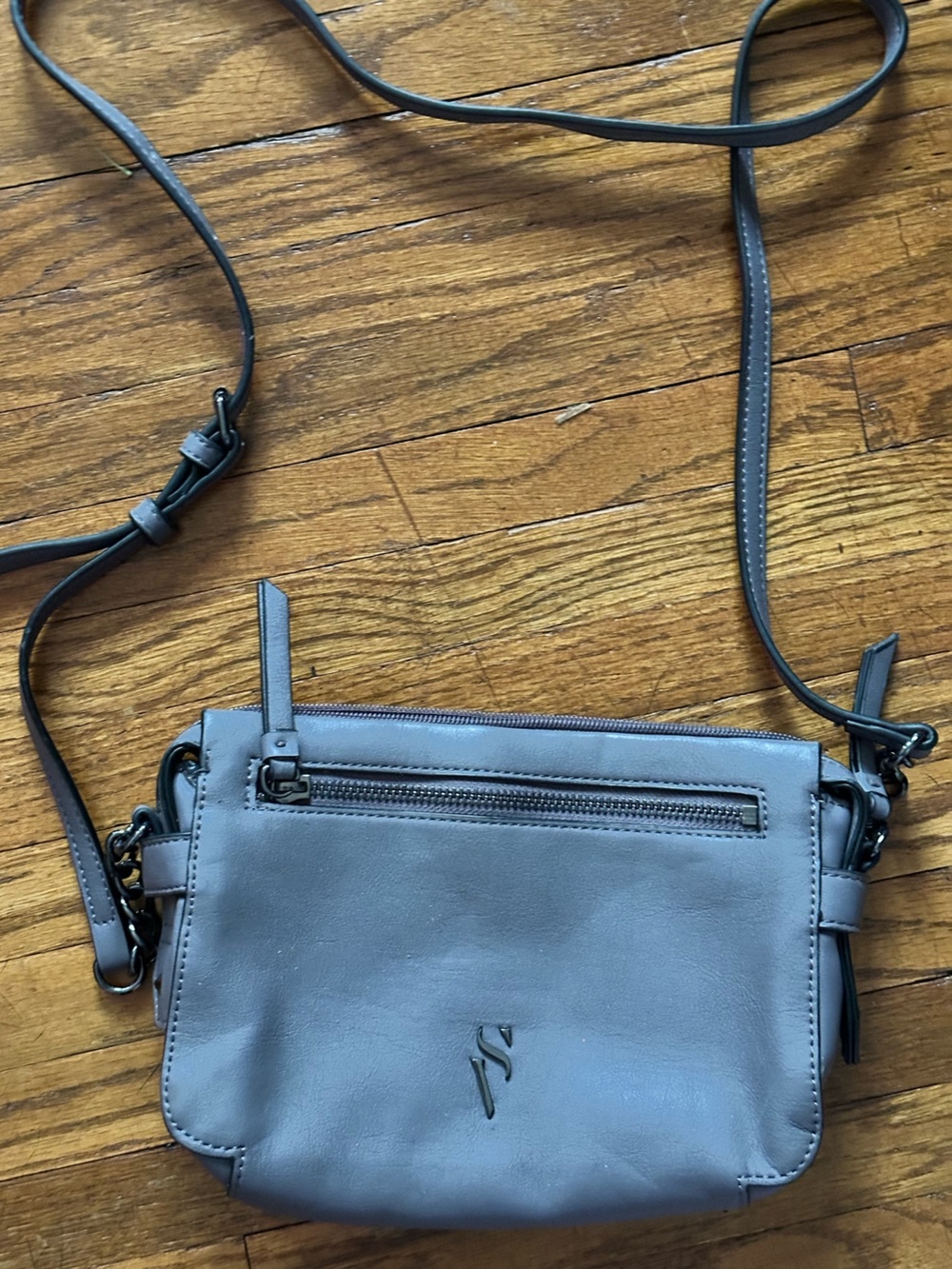 Simply Vera Vera Wang Slate Gray Leather Crossbody Bag